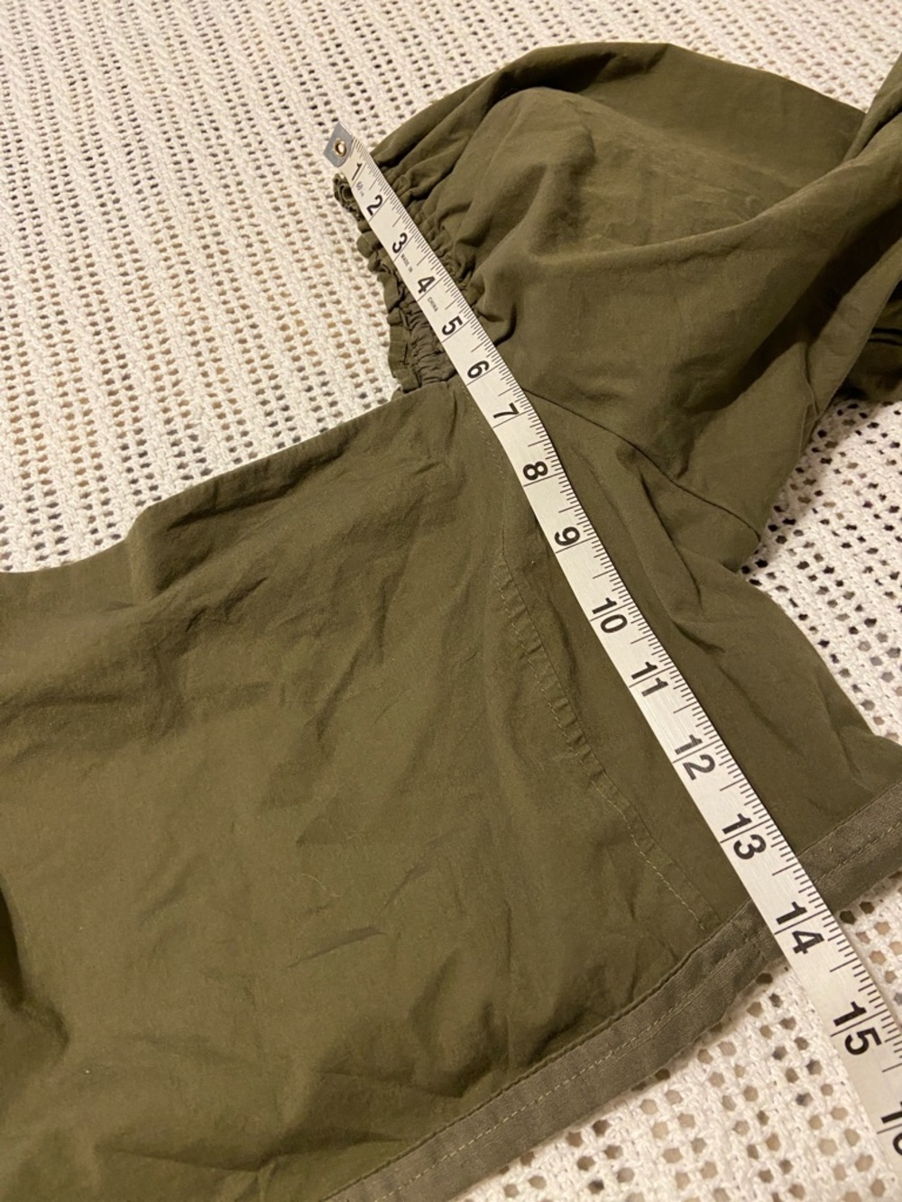 Jason Wu Princess Puff Shoulder Chic Versatile Crop Top Olive Green Size Large - Picture 11 of 11
